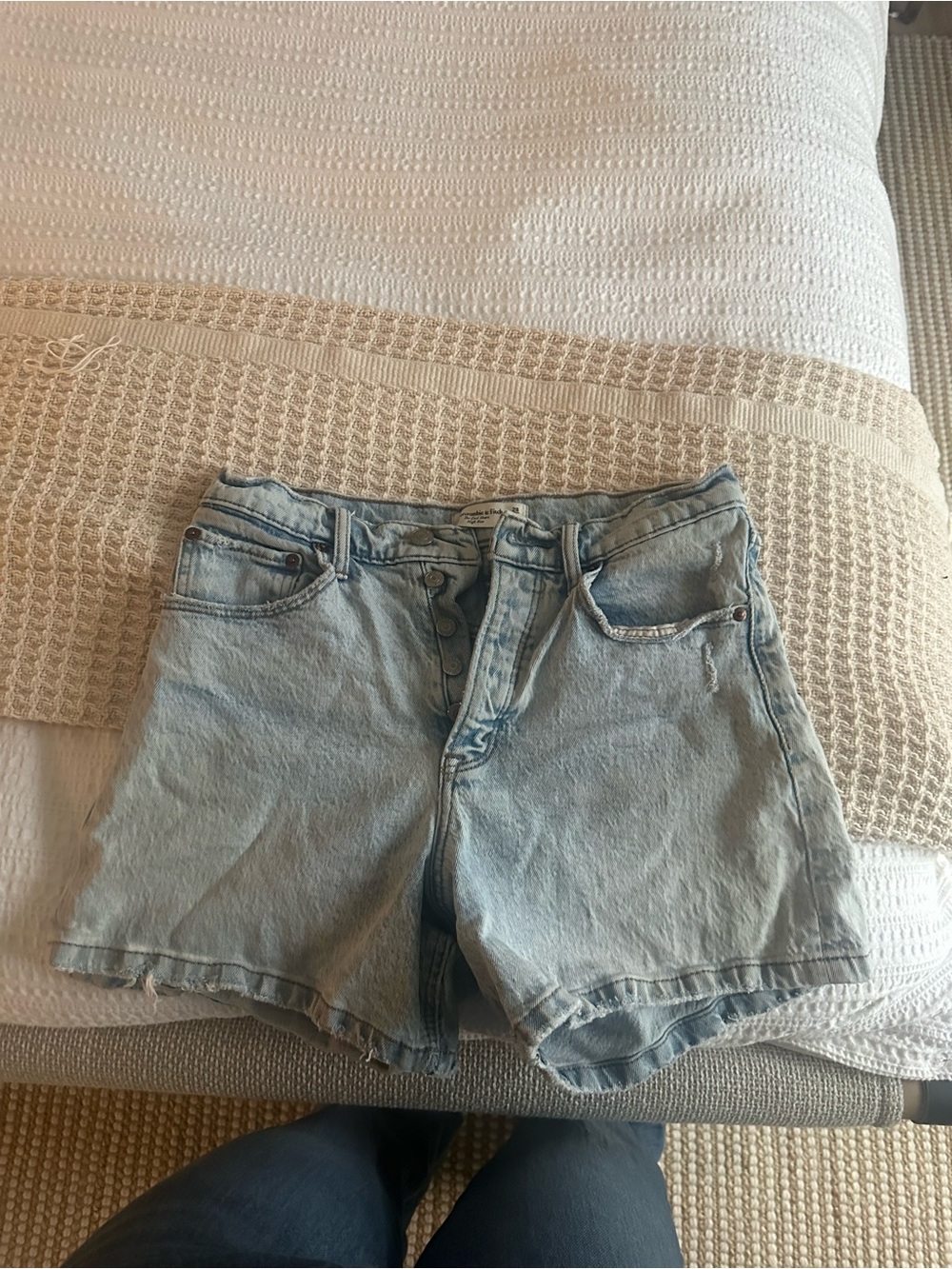 Abercrombie & Fitch Light Blue Denim Button-Front Shorts